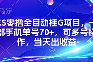 KS零撸全自动挂G项目,一部手机单号70+,可多号操作,当天出收益【揭秘】