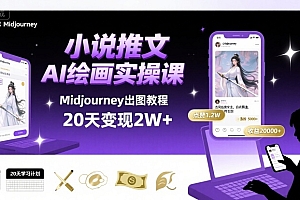 小说推文干货分享之AI绘画MJ出图实操课,用Midjourney做小说推文,20天挣2w