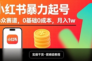 小红书暴力起号,小众赛道,0基础0成本,月入1w