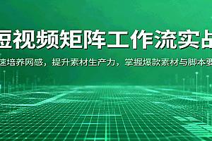 短视频矩阵工作流实战:快速培养网感,提升素材生产力,掌握爆款素材与脚本要点