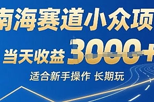 南海赛道小众项目,当天收益1k+适合新手操作可以长期玩