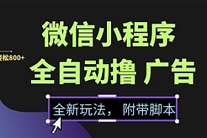 微信小程序全自动撸广告项目,彻底解决没流量的问题,新手一天8张+【揭秘】