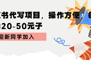 小红书代写项目,操作方便,每单可卖20-50米
