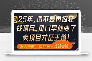什么?25年你还在疯狂找项目做,醒醒吧,看完这些你全都懂了【揭秘】