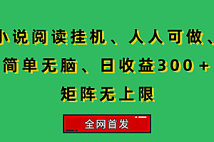 (15413期)小说挂机阅读,人人可做,简单无脑,一天收益300+矩阵无限上