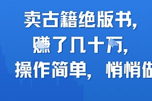 卖古籍绝版书,挣了几十个,操作简单,悄悄做
