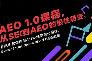 AEO 1.0 课程,从SEO到AE0的基命性转变,手把手教会你用AnswerEngineOptimization技术抢回流量