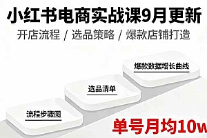 (16120期)小红书电商实战课9月更新,开店流程/选品策略/爆款店铺打造,单号月均10w+
