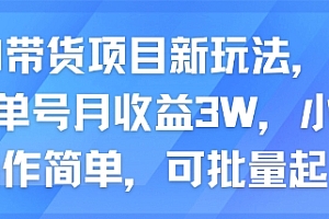 AI带货项目新玩法,实测单号月收益3W,小白操作简单,可批量起号