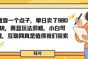 就靠一个点子,单日卖了980米,而且玩法邪修,小白可做,互联网真是值得我们探索