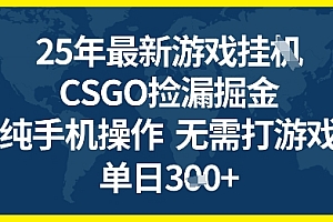 25年CSGO游戏搬砖,全自动挂G,不需要玩游戏,手机操作日入3张+【揭秘】