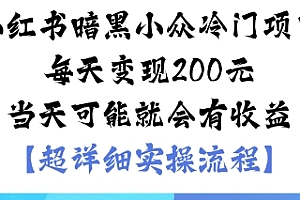 小红书暗黑小众冷门项目每天变现2张当天可能就会有收益