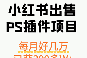 小红书出售PS插件项目,每月都收入好几万,长期操作已获利300多W+