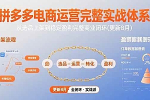 (15579期)拼多多电商运营完整实战体系,从选品上架到稳定盈利完整商业闭环(更新8月)