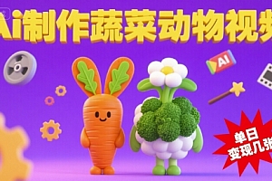 用Ai制作蔬菜动物视频,流量非常好,单日变现几张
