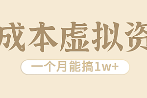 相当暴利的虚拟资源项目,无需成本一个月能搞1w+