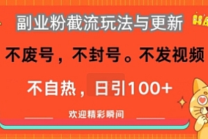 副业粉截流玩法与更新,不废号,不封号,不发视频,不自热,日引100+
