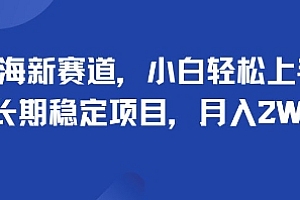 蓝海新赛道,小白轻松上手,长期稳定项目,月入2W