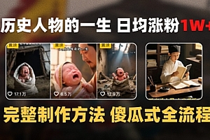 历史人物的一生 日均涨粉1W+,完整制作方法 傻瓜式全流程