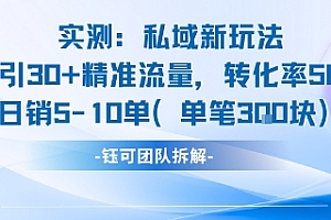 实测私域新玩法日引30加精准流量转化率50%日销5-10单每笔3张