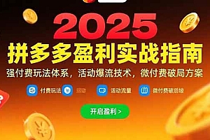 (15357期)拼多多盈利实战指南,强付费玩法,活动爆流技术,微付费破局方案(更新7月)