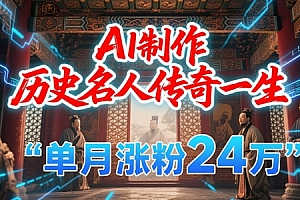 暴力起号!用AI制作历史名人传奇一生,单月涨粉24W,涨粉+变现赛道黑马来了