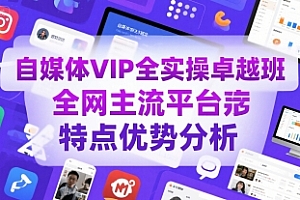 自媒体VIP全实操卓越班,全网主流平台特点优势分析