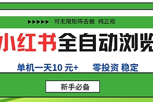 小红书全自动浏览项目,零投资,全程手机去跑,单账号一天10米+,可无限矩阵去做【揭秘】