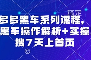 拼多多黑车系列课程,实操黑车操作解析+实操黑搜7天上首页【音频】