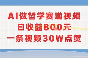 AI做哲学赛道,日收益8张,一条视频30W点赞