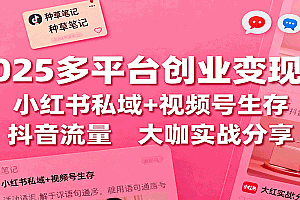2025多平台创业变现课:小红书私域+视频号生存+抖音流量,大咖实战分享