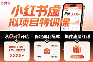 小红书虚拟项目特训课,帮你从0到1打造稳定盈利的店铺,抓住流量红利(更新9月)