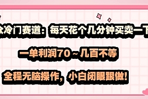 小众冷门赛道:每天花个几分钟买卖一下,一单利润70~几张不等,全程无脑操作,小白闭眼跟做