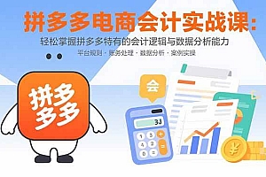 (15767期)拼多多电商会计实战课:轻松掌握拼多多特有的会计逻辑与数据分析能力