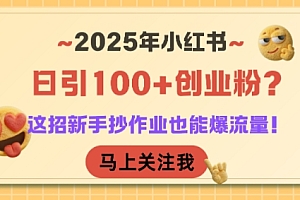 2025年小红书日引100+创业粉?这招新手抄作业也能爆流量!