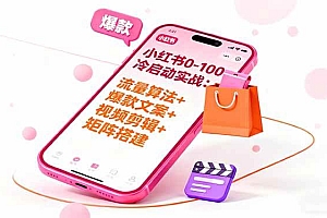 (16298期)小红书0-100冷启动实战:流量算法+爆款选品+爆款文案+视频剪辑+矩阵搭建
