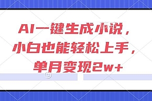 (15014期)AI一键生成小说,小白也能轻松上手,单月变现2w+