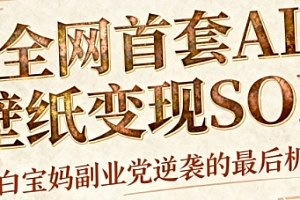 AI+国潮+招财+壁纸,每天三分钟,爆卖一整个冬天,不费脑,轻松矩阵十个号日入1k+