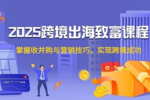 (14898期)2025跨境出海致富课程,掌握收并购与营销技巧,实现跨境成功