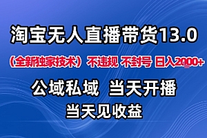 淘宝无人直播13.0,公域私域技术,不封号,不违规布局下半年旺季赛道,日入1K+(独家技术)【揭秘】