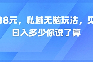 一单88元,私域无脑玩法,见效快,日入多少你说了算