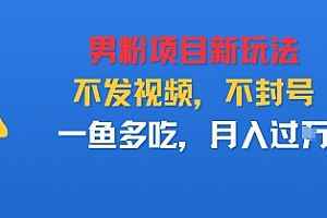 男粉项目新玩法,不发视频,不封号,一鱼多吃,月入过W