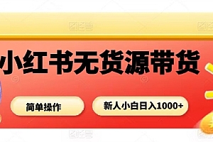 小红书无货源带货项目,简单无脑,新人小白日入多张