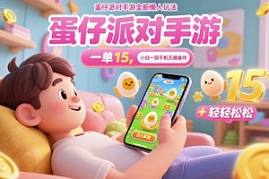 蛋仔派对手游全新懒人玩法,一单15.小白一部手机无脑 操作,日入多张+轻轻松松