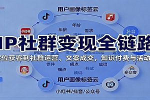 IP社群变现全链路,从定位获客到社群运营、文案成交,知识付费与活动策划