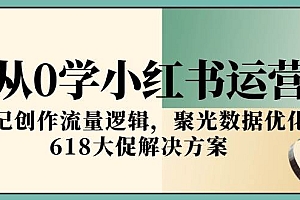 从0学小红书运营,笔记创作流量逻辑,聚光数据优化,618大促解决方案