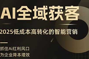 AI全域获客实训营,2025低成本高转化的智能营销,精准找客,高效营销