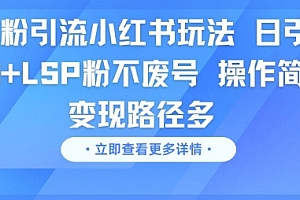 男粉引流小红书玩法,日引100+LSP粉不废号,操作简单,变现路径多