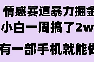 情感暴力掘金项目,新人操作一周挣了2W,长期稳定小白可做【揭秘】
