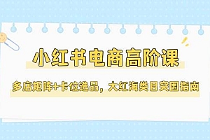 (14940期)小红书电商高阶课,多店矩阵+卡位选品,大红海类目突围指南(更新5月)